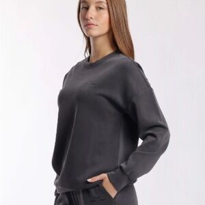 LAZYPANTS Luxe Sueded Double Knit Crewneck Sweatshirt (Charcoal)